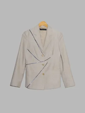 Jean Colonna beige moleskin blazer with embroidered sequins - size 38
