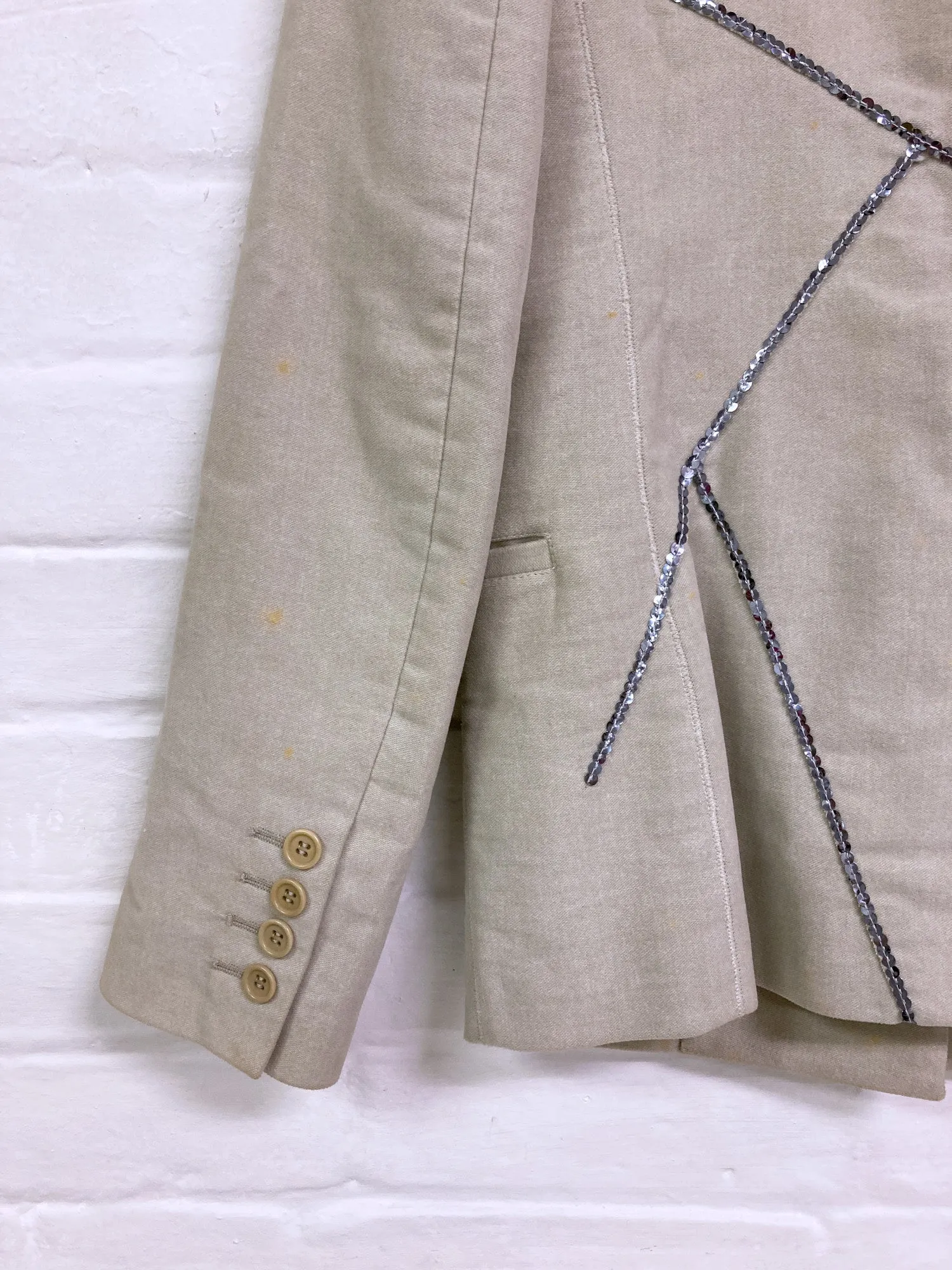 Jean Colonna beige moleskin blazer with embroidered sequins - size 38
