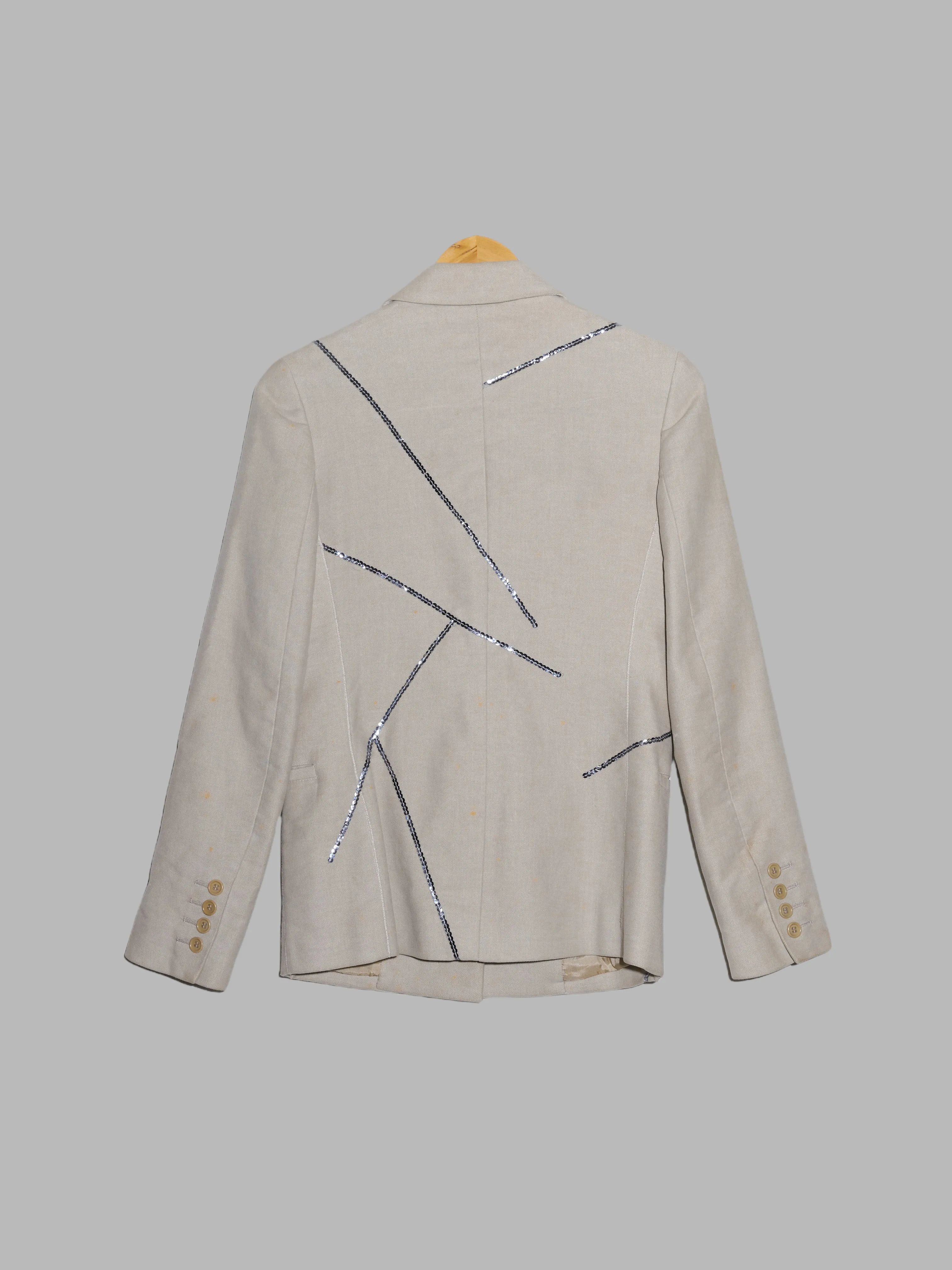 Jean Colonna beige moleskin blazer with embroidered sequins - size 38