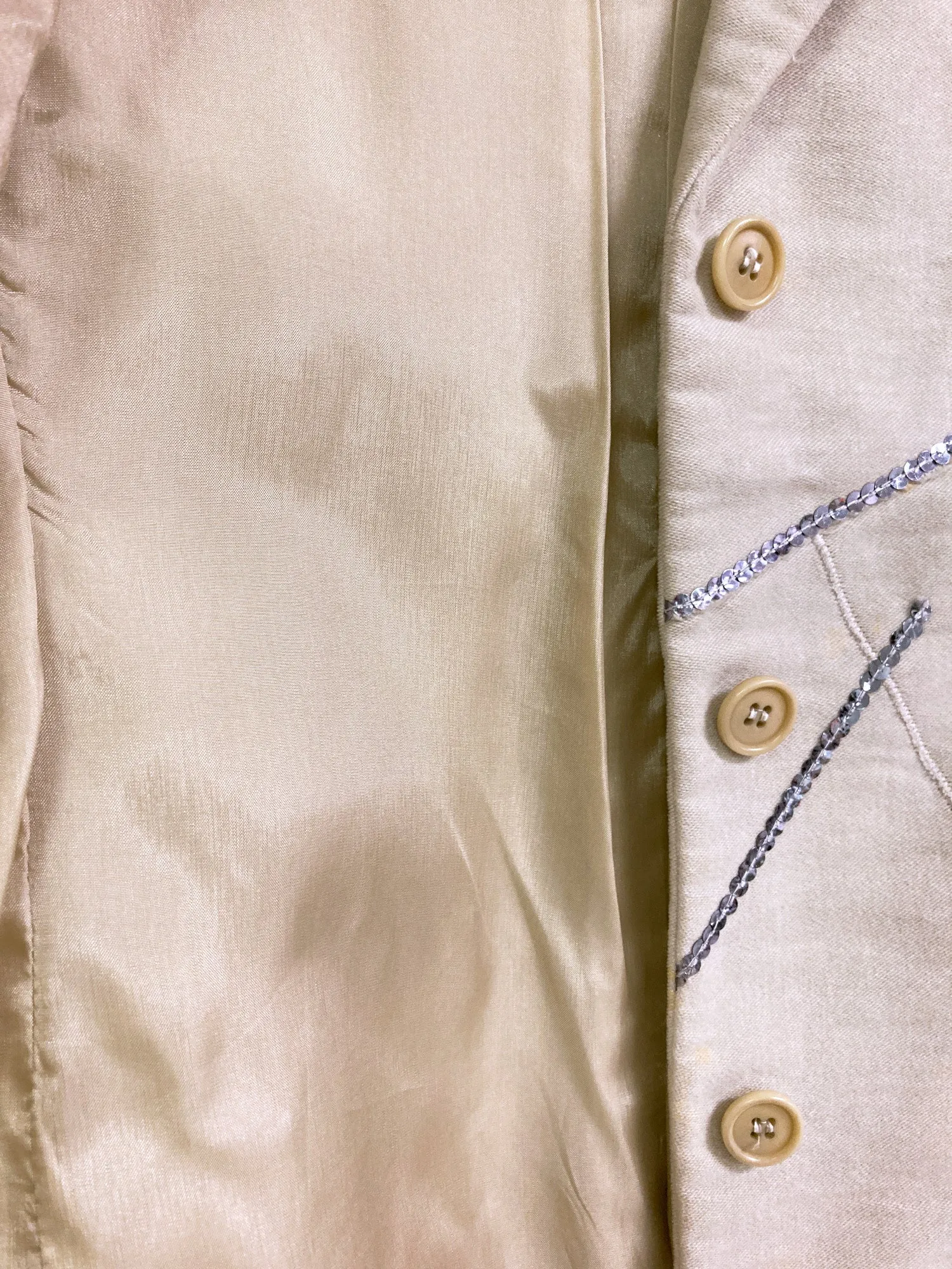 Jean Colonna beige moleskin blazer with embroidered sequins - size 38