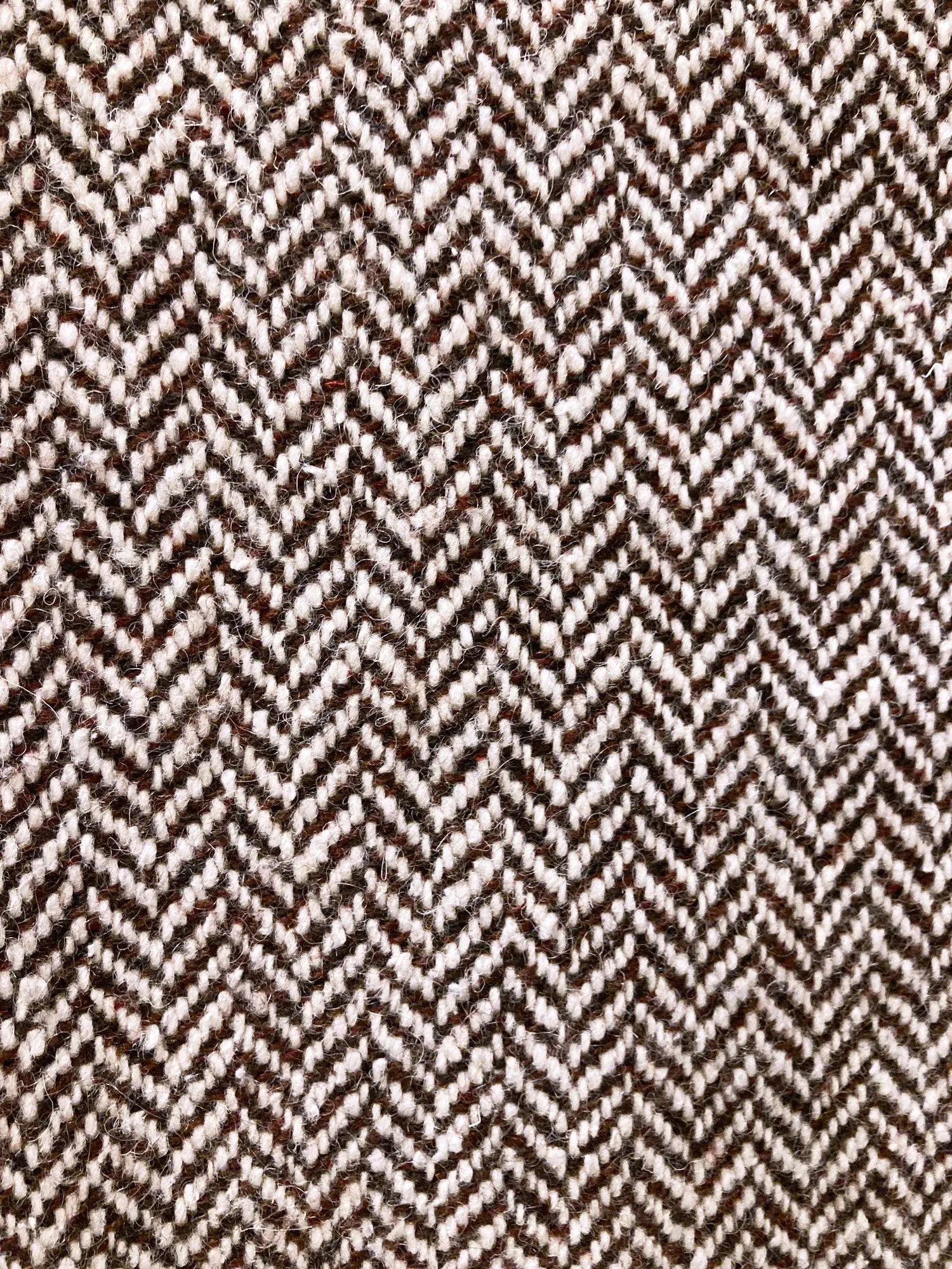 Jean Colonna brown herringbone wool raw edge knee length skirt