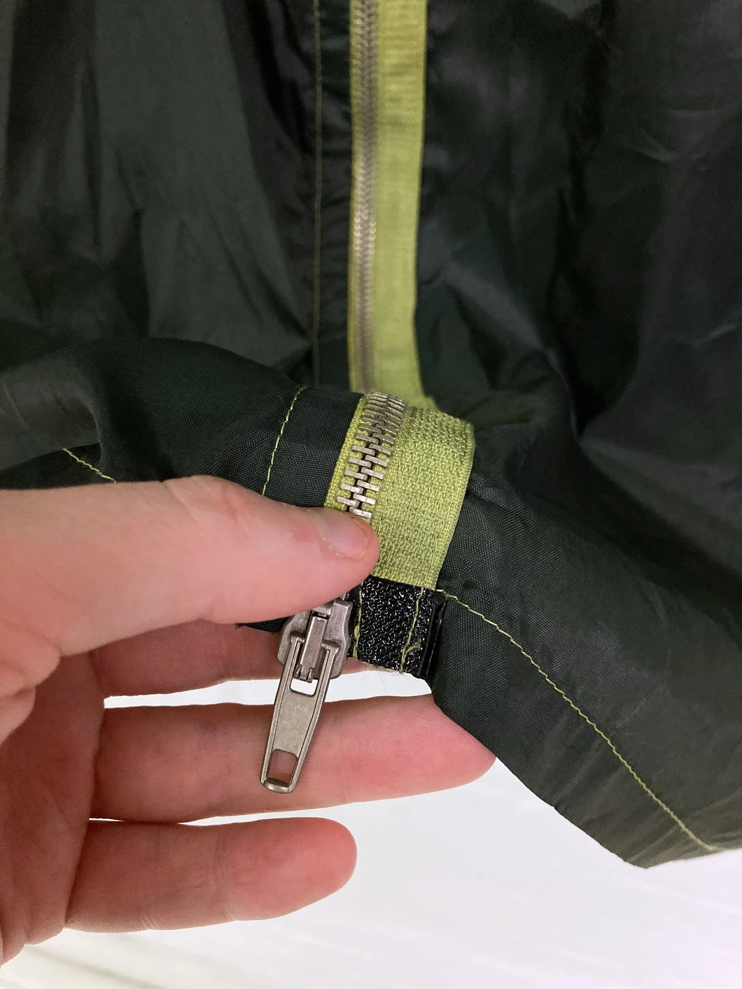 Jean Colonna dark green semi-sheer nylon high neck zip coat - 44 XS