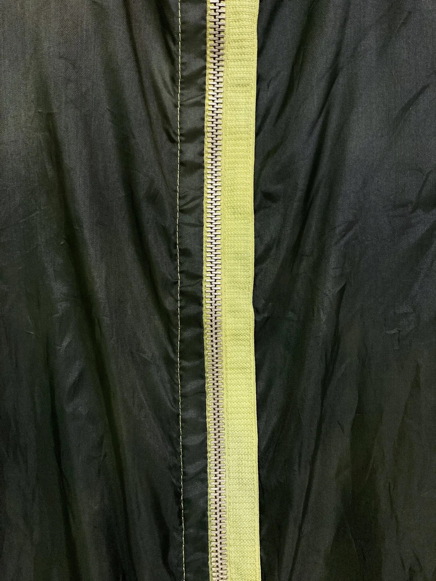 Jean Colonna dark green semi-sheer nylon high neck zip coat - 44 XS
