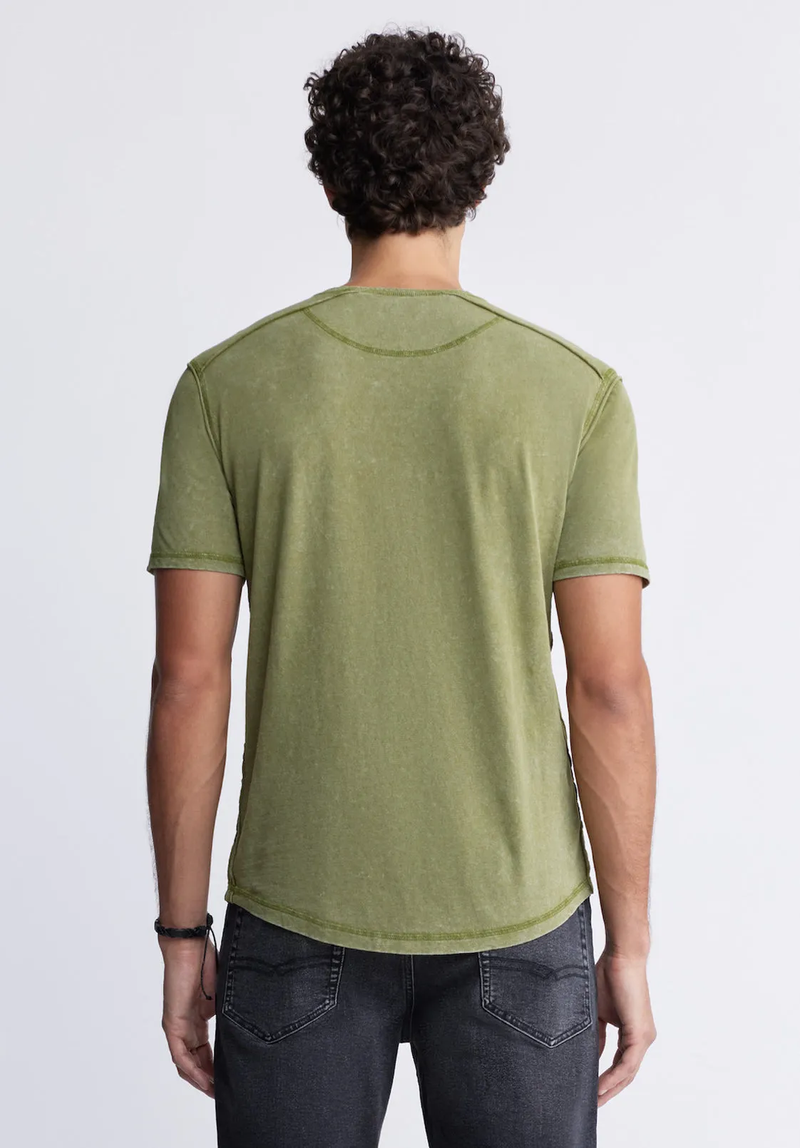 Kitte Men's Henley T-shirt in Spagnum Green - BM24245