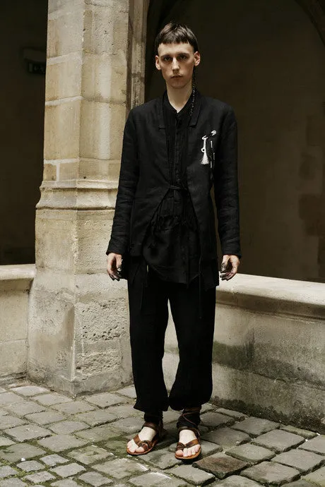 layered tie front blazer