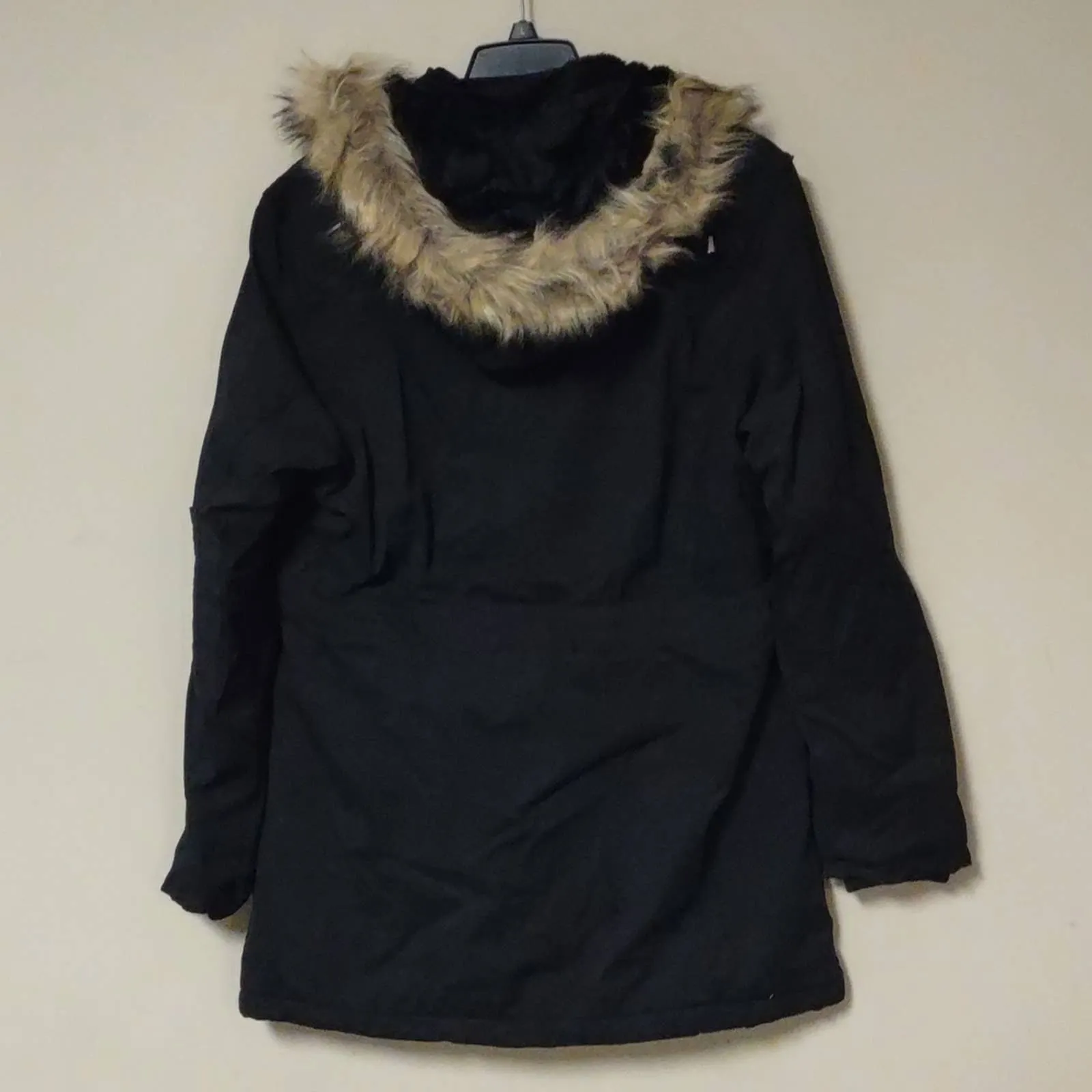 LeeHanton Three Quarter Length Military Style Parka Jacket Black XL