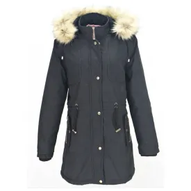 LeeHanton Three Quarter Length Military Style Parka Jacket Black XL