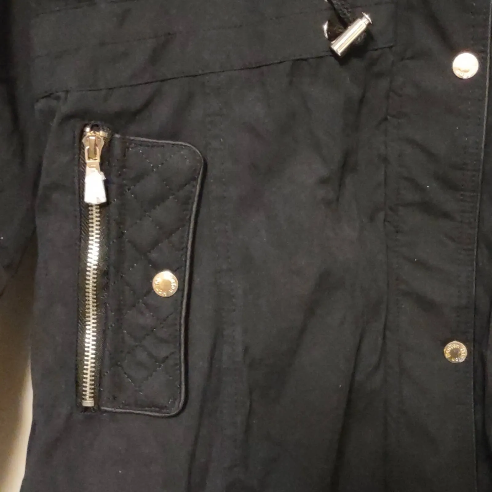 LeeHanton Three Quarter Length Military Style Parka Jacket Black XL