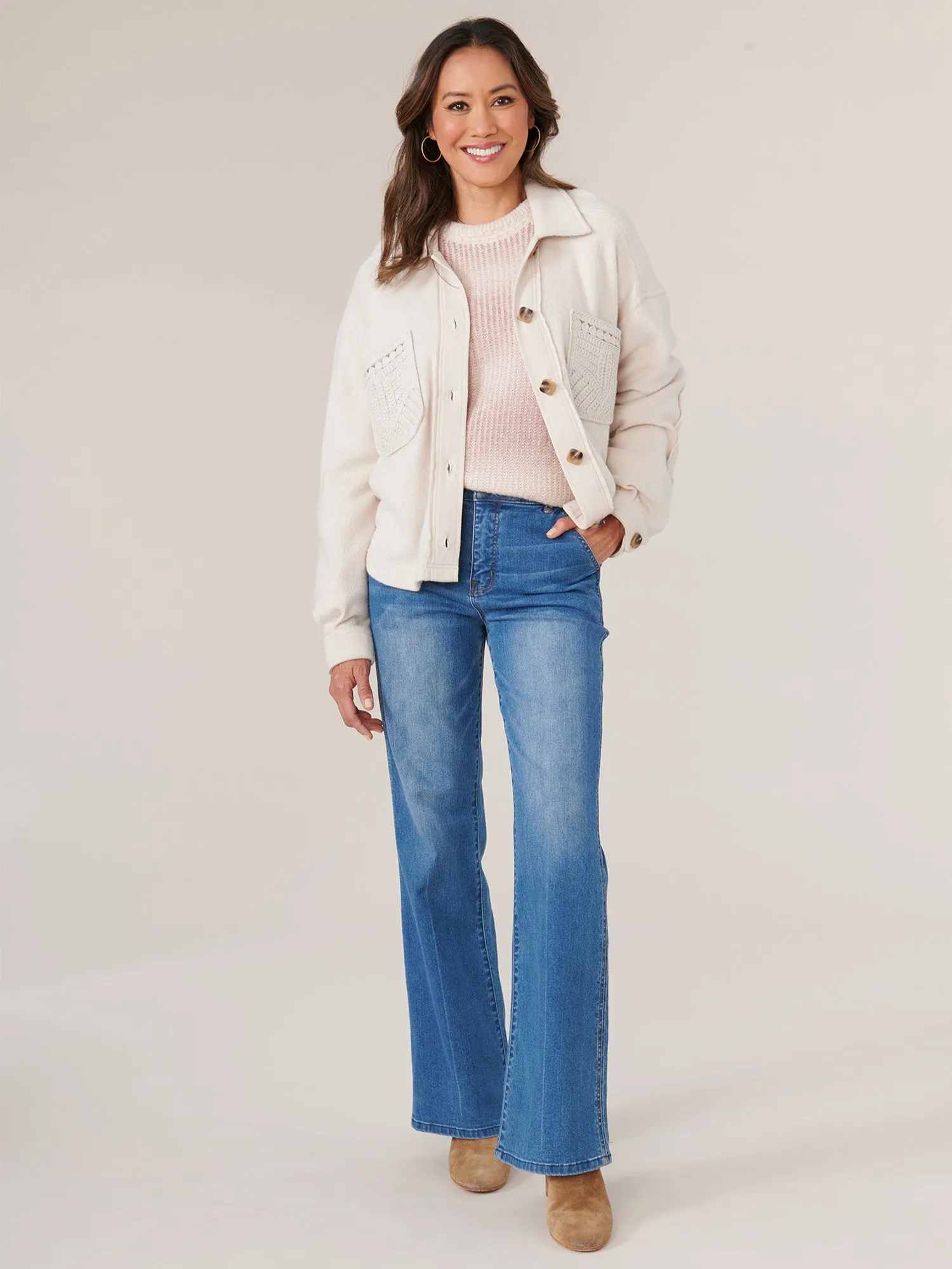 Long Sleeve Button Up Passimenterie Patch Pocket Cropped Jacket