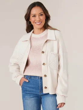 Long Sleeve Button Up Passimenterie Patch Pocket Cropped Jacket