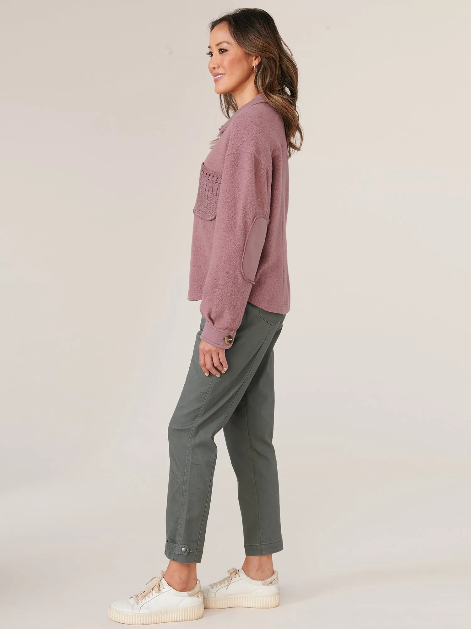 Long Sleeve Button Up Passimenterie Patch Pocket Cropped Jacket