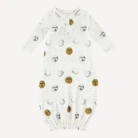 long sleeve henley sleep sacque | sun & moon night sky | organic cotton interlock