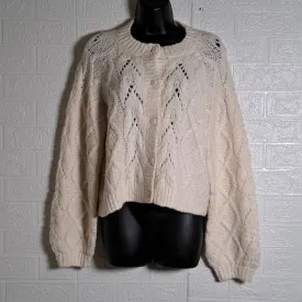 Lucky Brand Wool Blend Cable-Knit Cardigan Sweater XS
