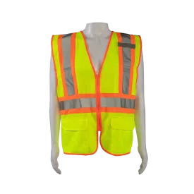 LV2-CB1 ANSI/ISEA CB1 Two Tone DOT Class II Safety Vest, Lime Solid