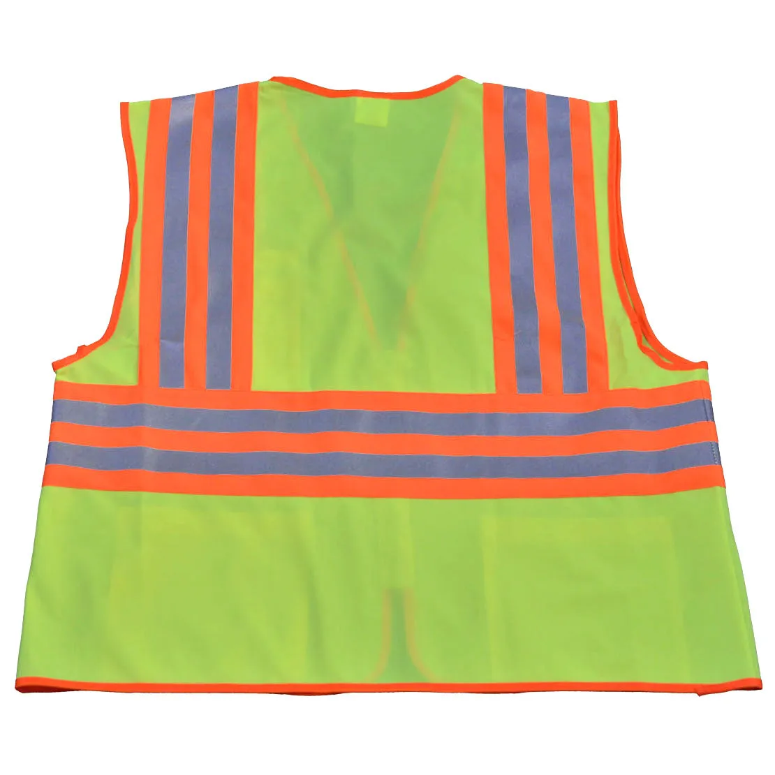 LV2-CB2 ANSI Class II Deluxe Two Tone DOT Safety Vest, Lime Solid Orange Contrast