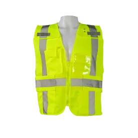 LV2-LPSV ANSI Class 2 All Lime Solid Expandable 5-Point Breakaway Public Safety Vest