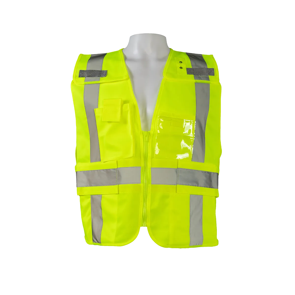 LV2-LPSV ANSI Class 2 All Lime Solid Expandable 5-Point Breakaway Public Safety Vest