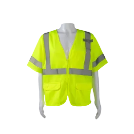 LVM3-Z ANSI/ISEA 107-2020 CLASS 3 Vest, Lime Mesh Zipper Closure