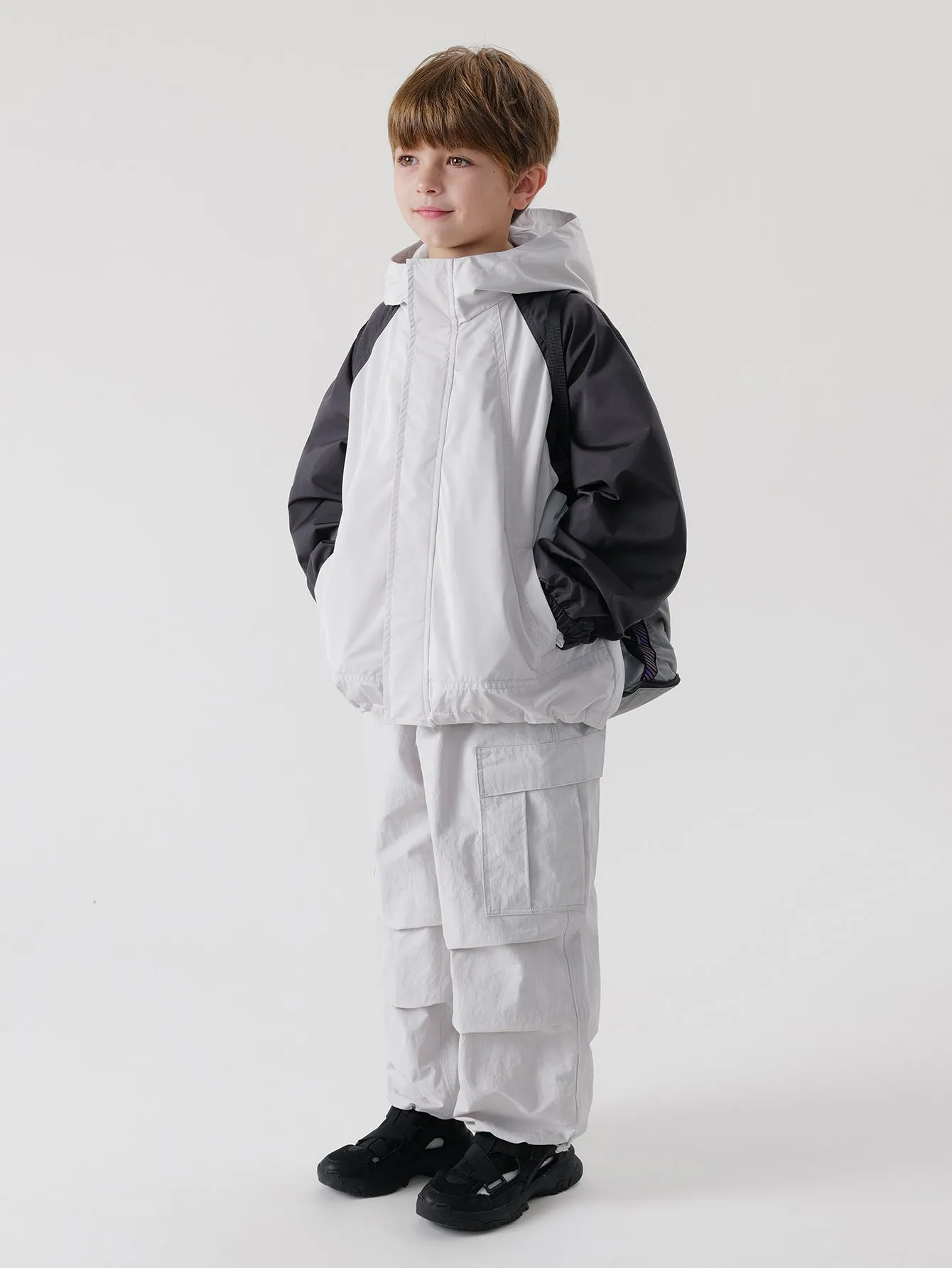 MARC & JANIE Boys Color Block Hooded Jacket Windbreaker 240260