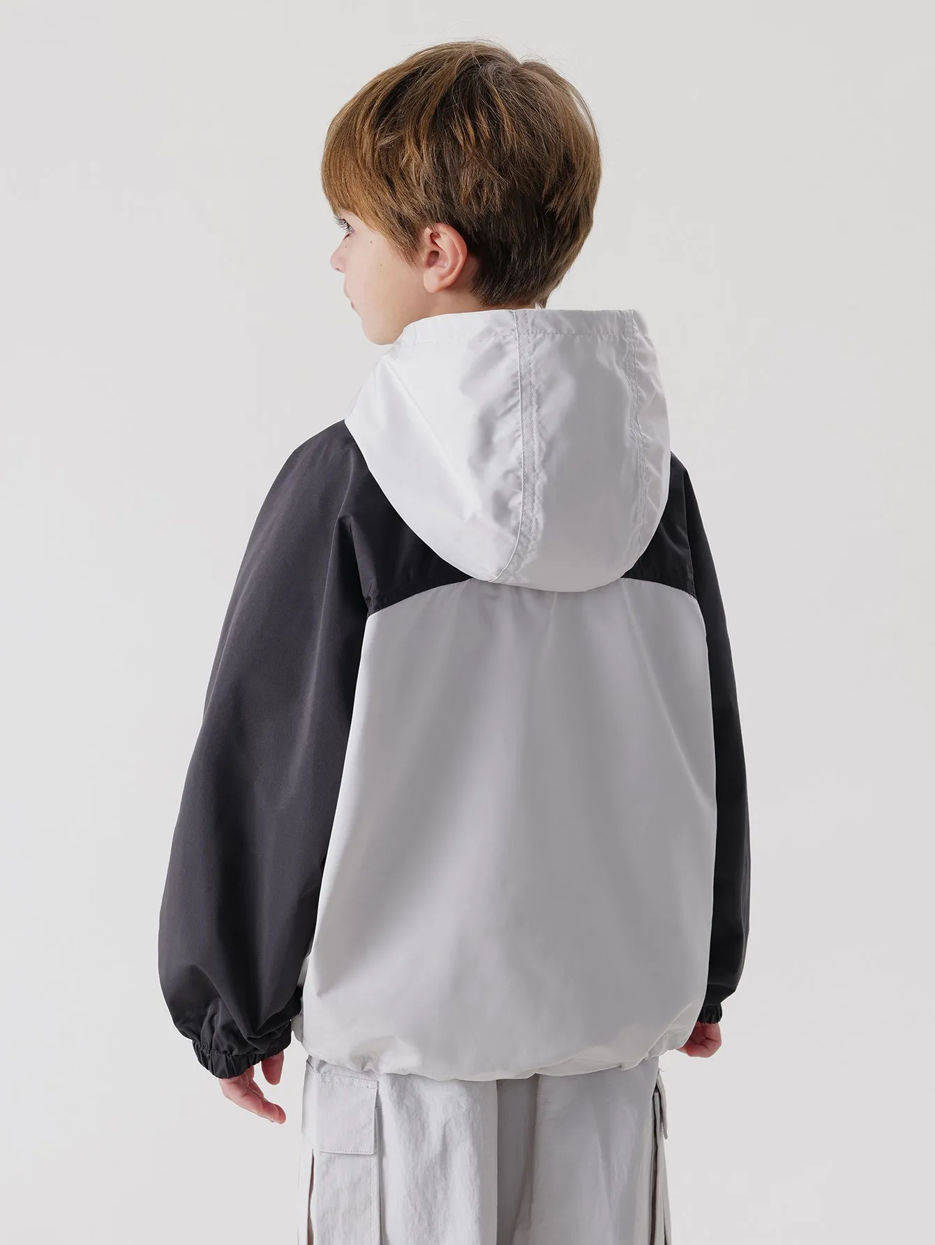 MARC & JANIE Boys Color Block Hooded Jacket Windbreaker 240260
