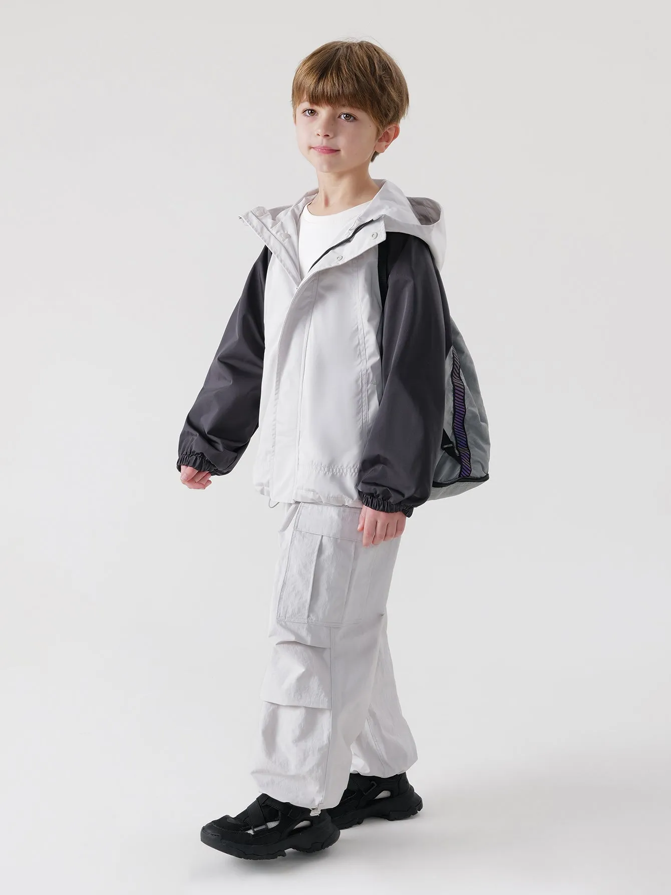 MARC & JANIE Boys Color Block Hooded Jacket Windbreaker 240260