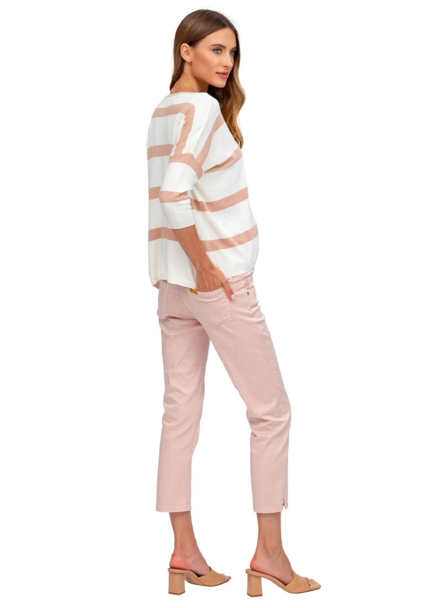 Maternity Capri Pants in Stretch Cotton - Rose Smoke