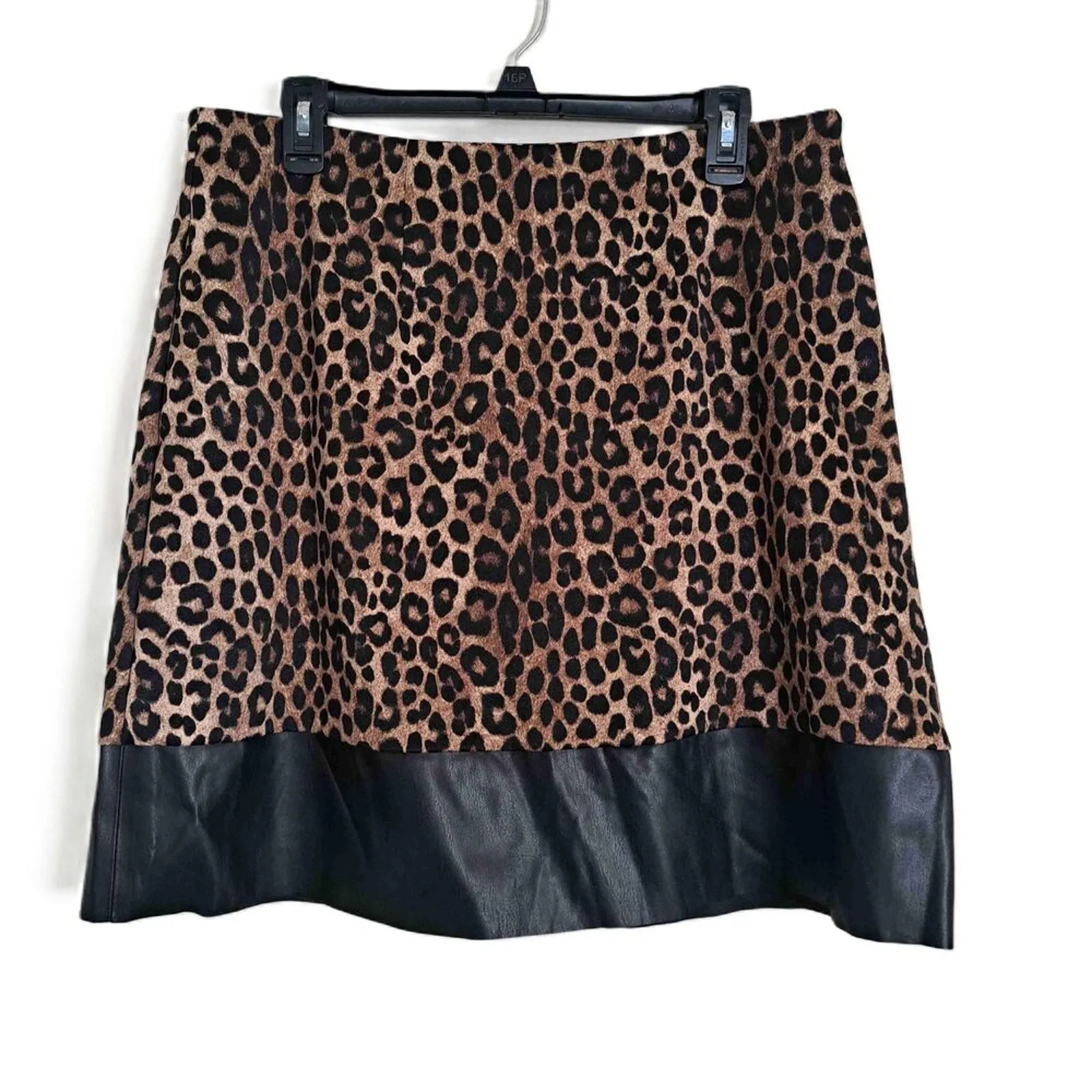 MICHAEL Michael Kors Dark Camel Cheetah Faux Leather Mini Skirt Size 0X Plus