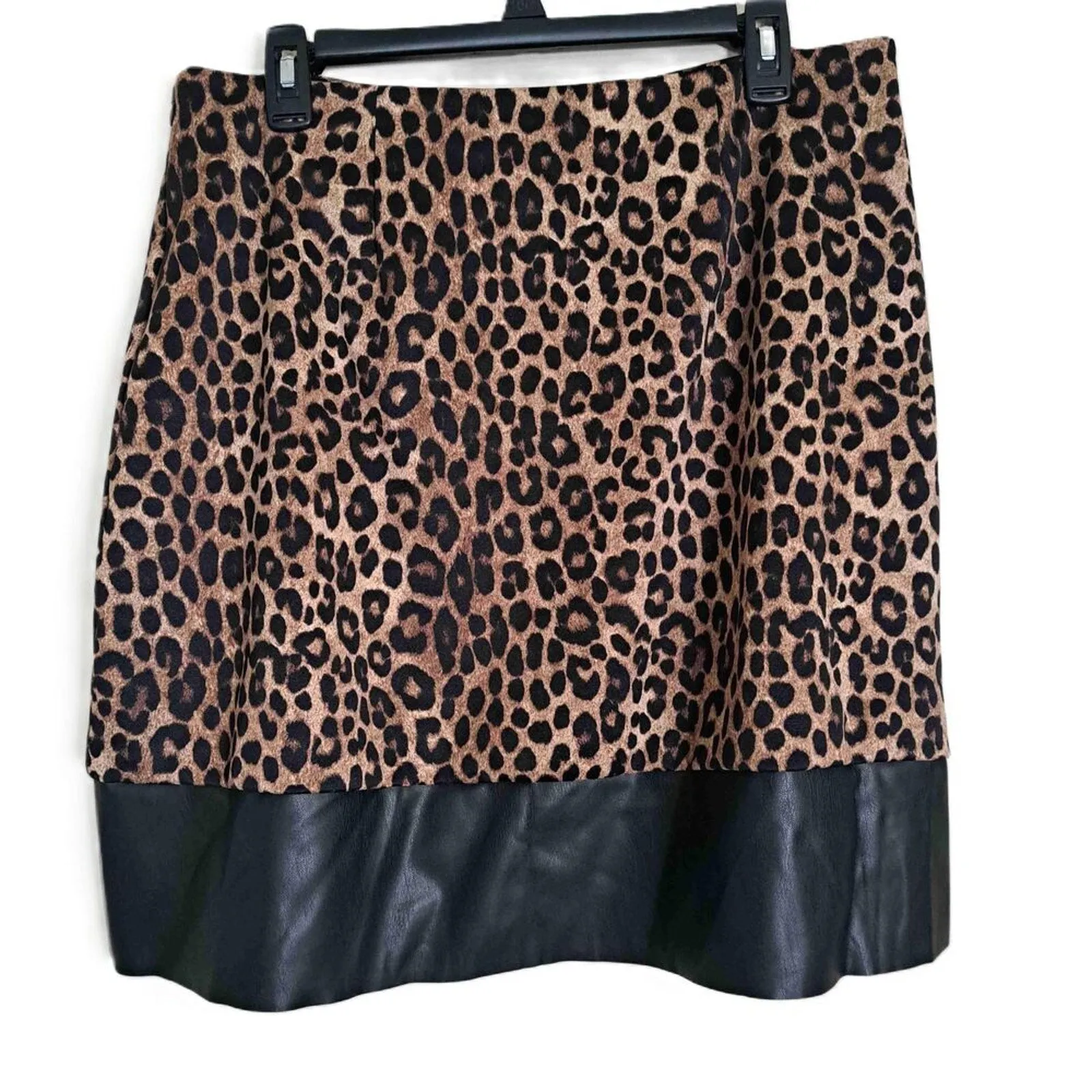 MICHAEL Michael Kors Dark Camel Cheetah Faux Leather Mini Skirt Size 0X Plus