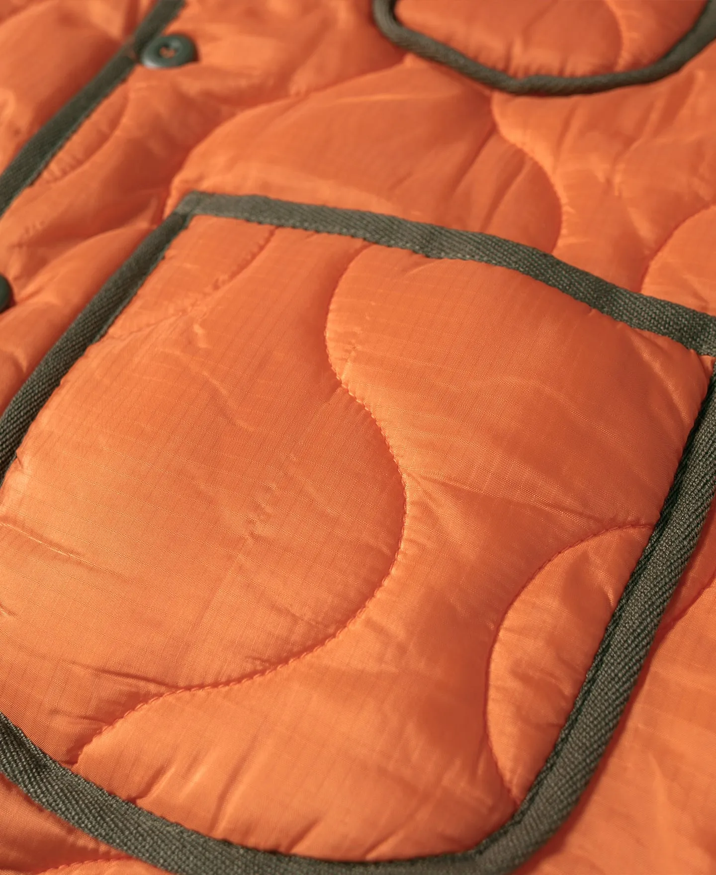 Military Style Quilted Padded Ripstop Nylon Vest - Orange
