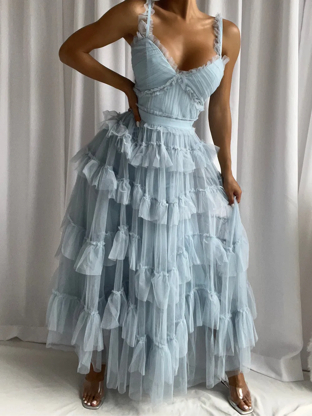 NILA Tulle Maxi Dress in Columbia