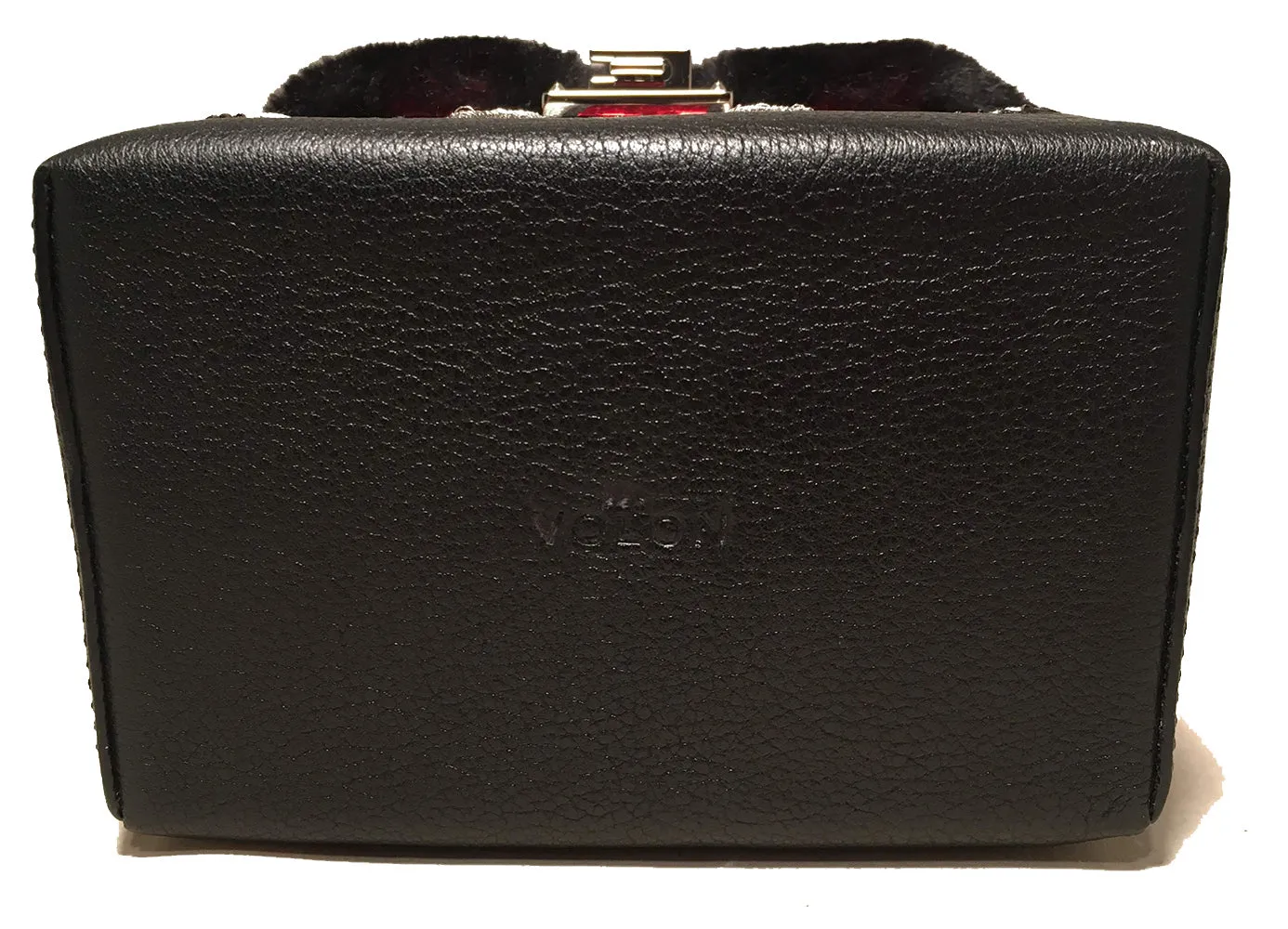 NWT The Volon Red Sequin & Black Fur Great Box Bag