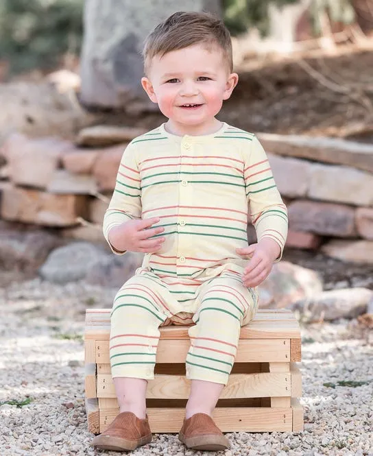 Rugged Butts- Terra Cotta Stripe Romper