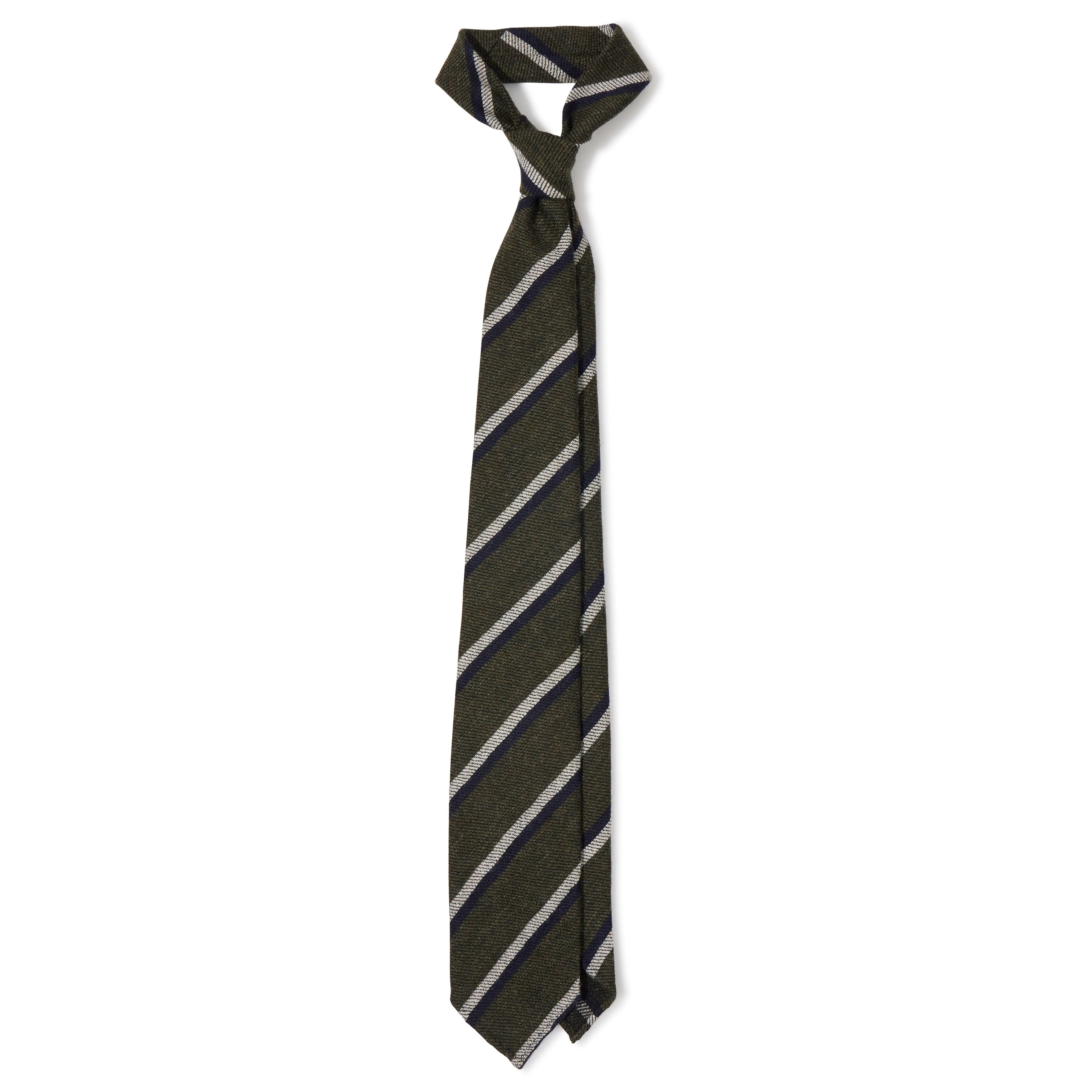 Shetland Wool Sandwich Stripe Hand-rolled Tie