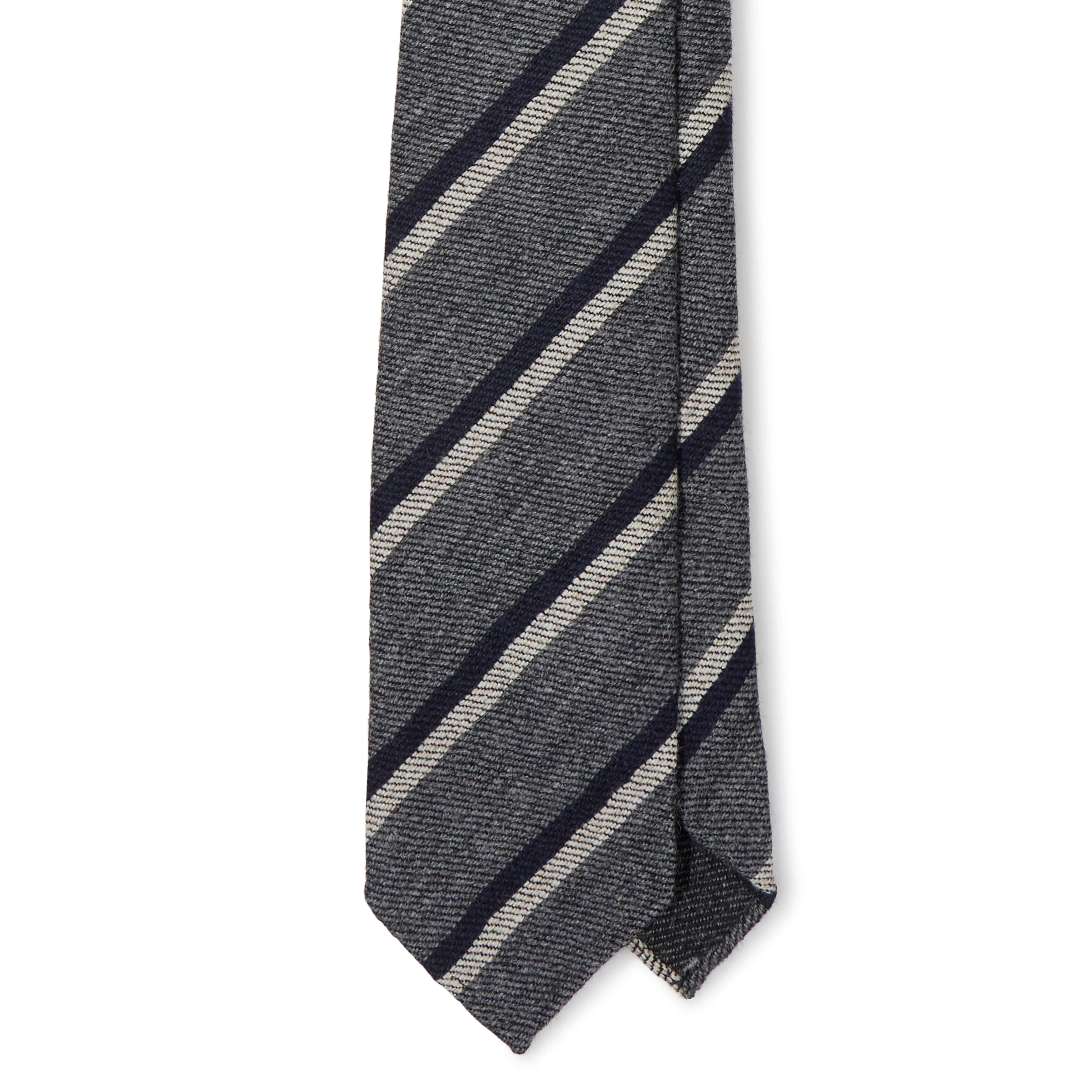 Shetland Wool Sandwich Stripe Hand-rolled Tie