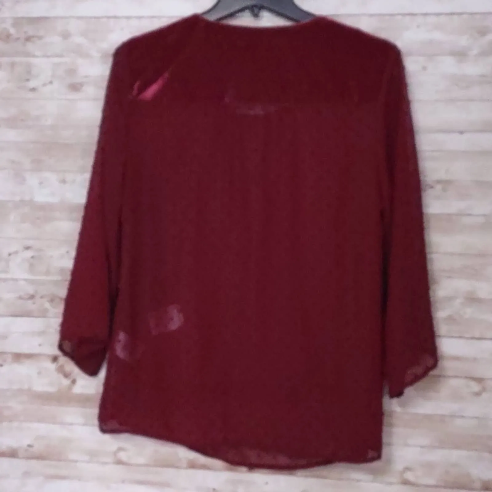 Style & Co Mixed Media Sheer Sleeve Blouse Top