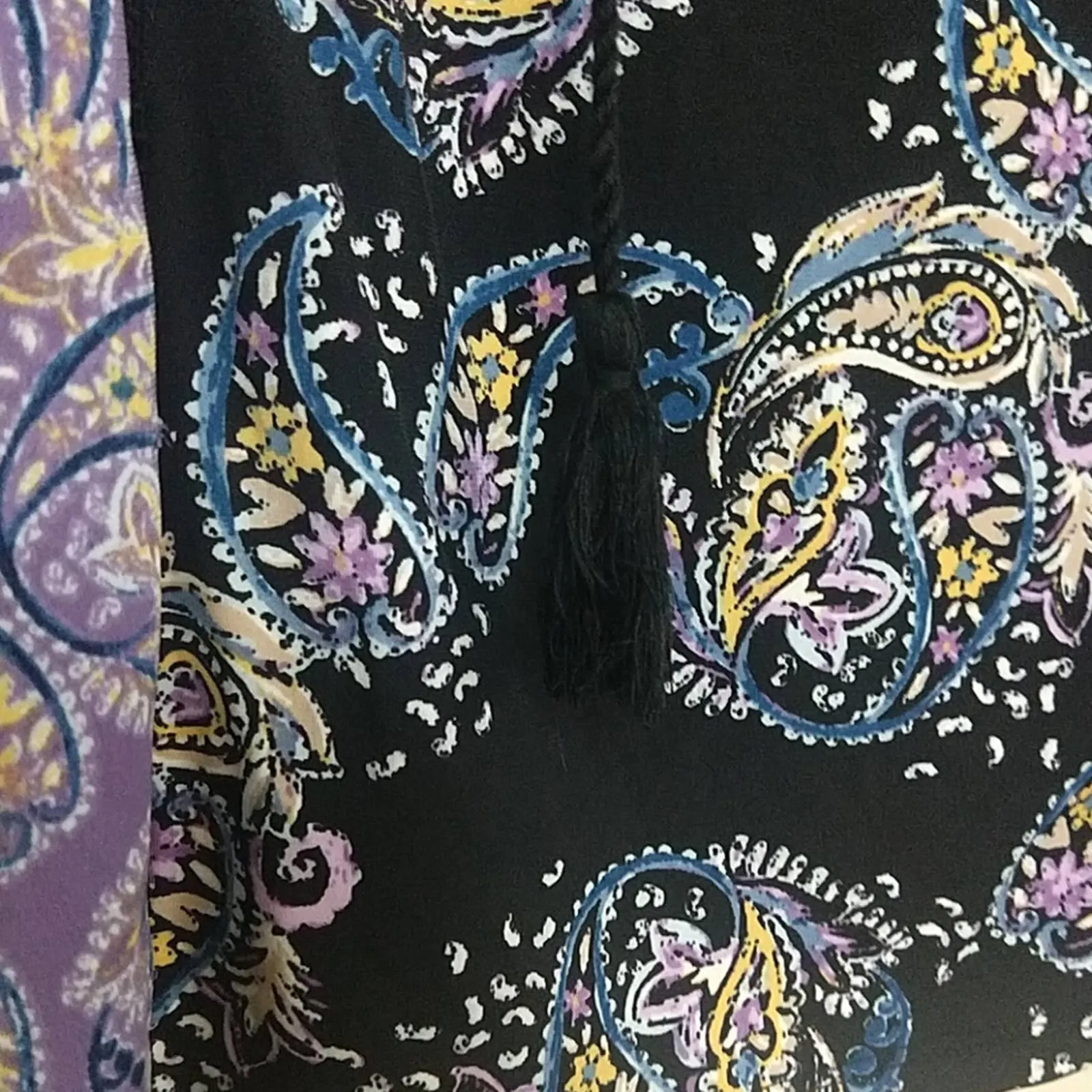 Style & Co Split Neck Peasant Top OX Paisley