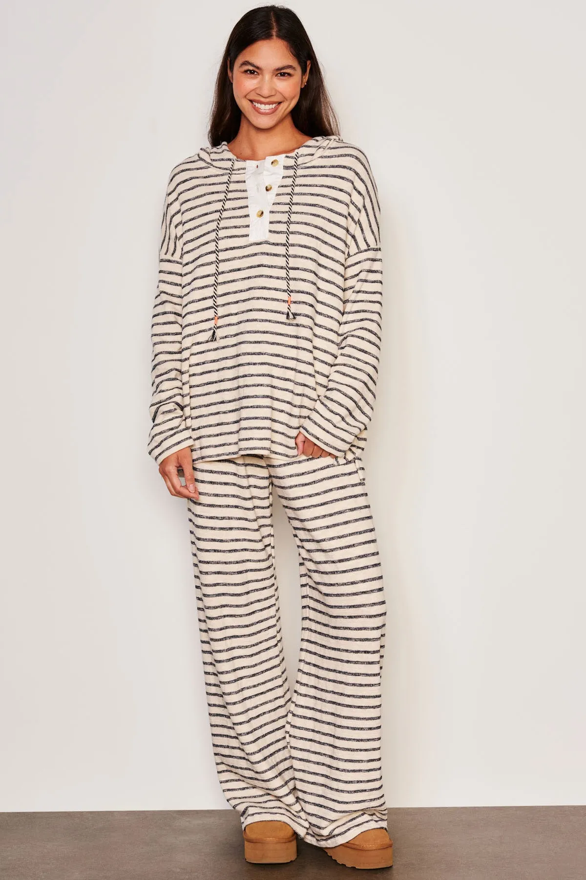Sundry Henley Hoodie in Deep Navy