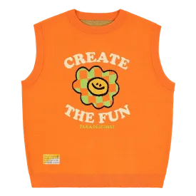 TAKA Original Fun Growing Daisy grandpa style check flower vest