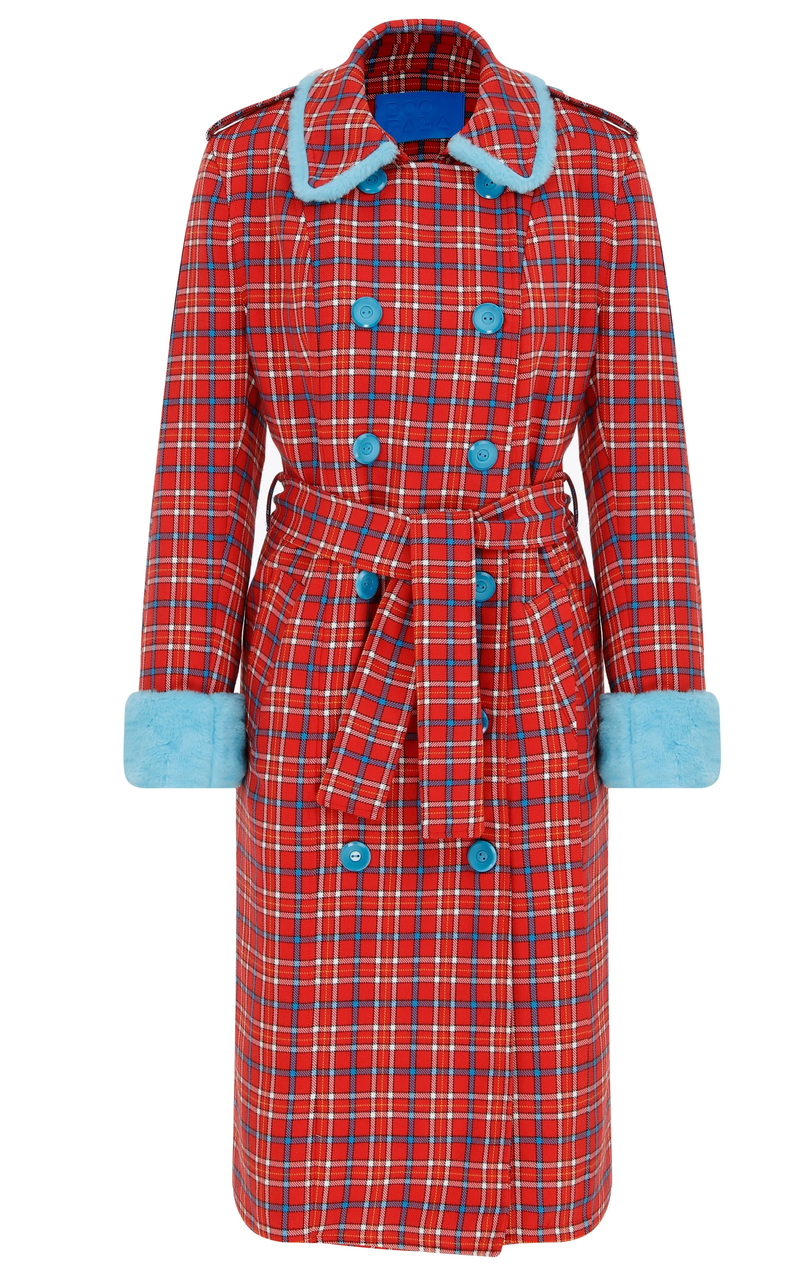 Elia Tartan Pattern Coat with Enhanced Features