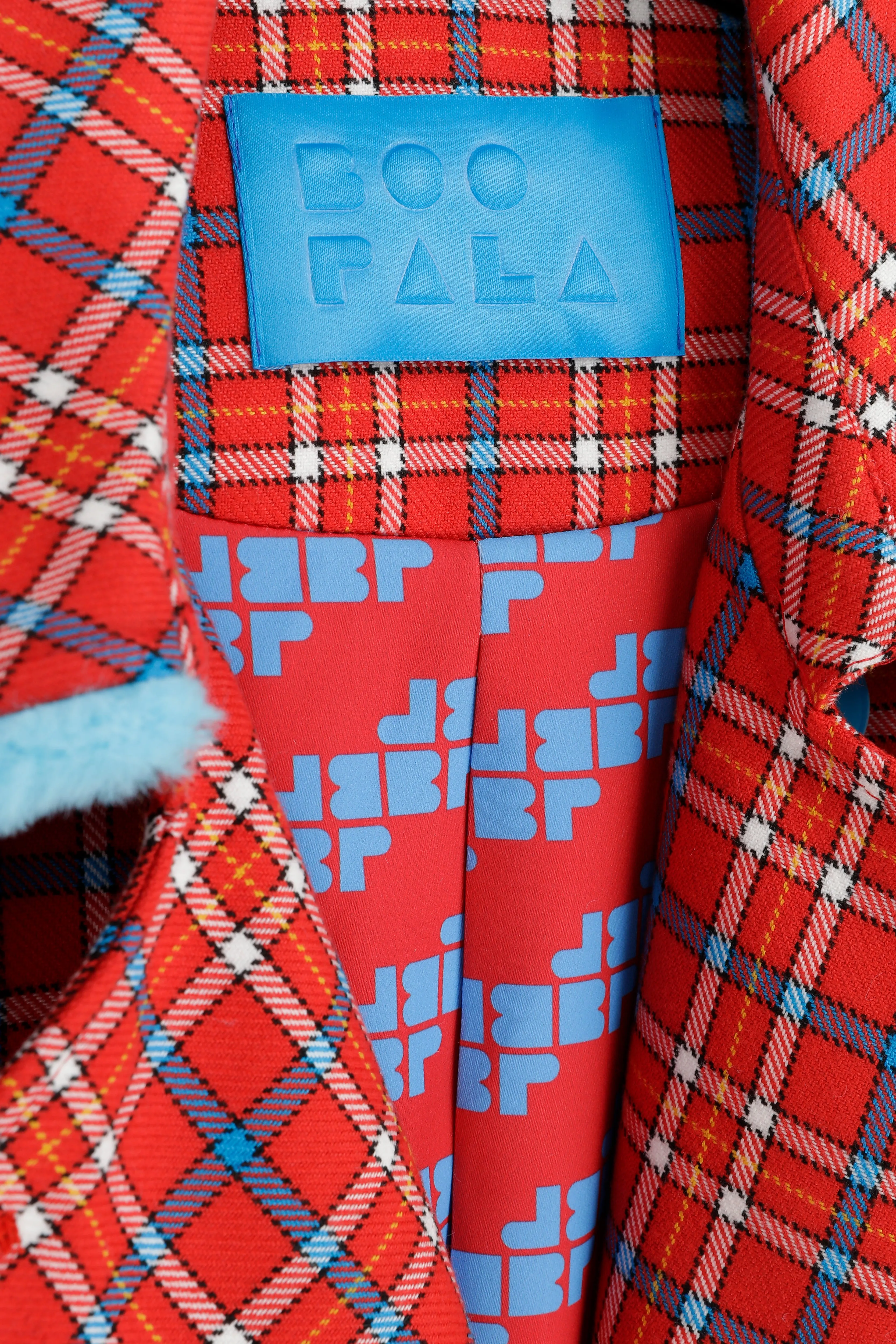 Elia Tartan Pattern Coat with Enhanced Features