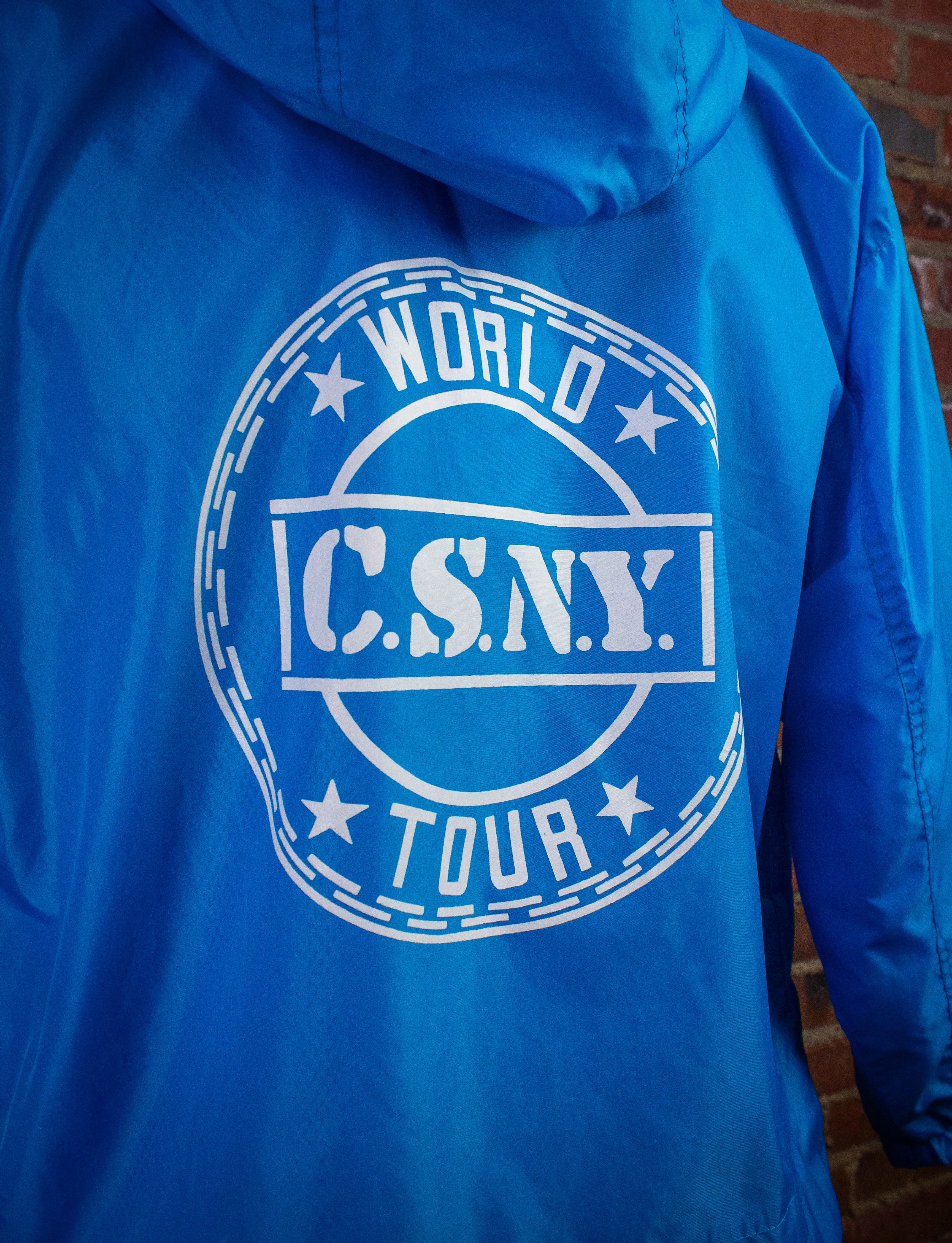 Vintage Crosby Stills Nash & Young World Tour Windbreaker Jacket 90s Blue Medium