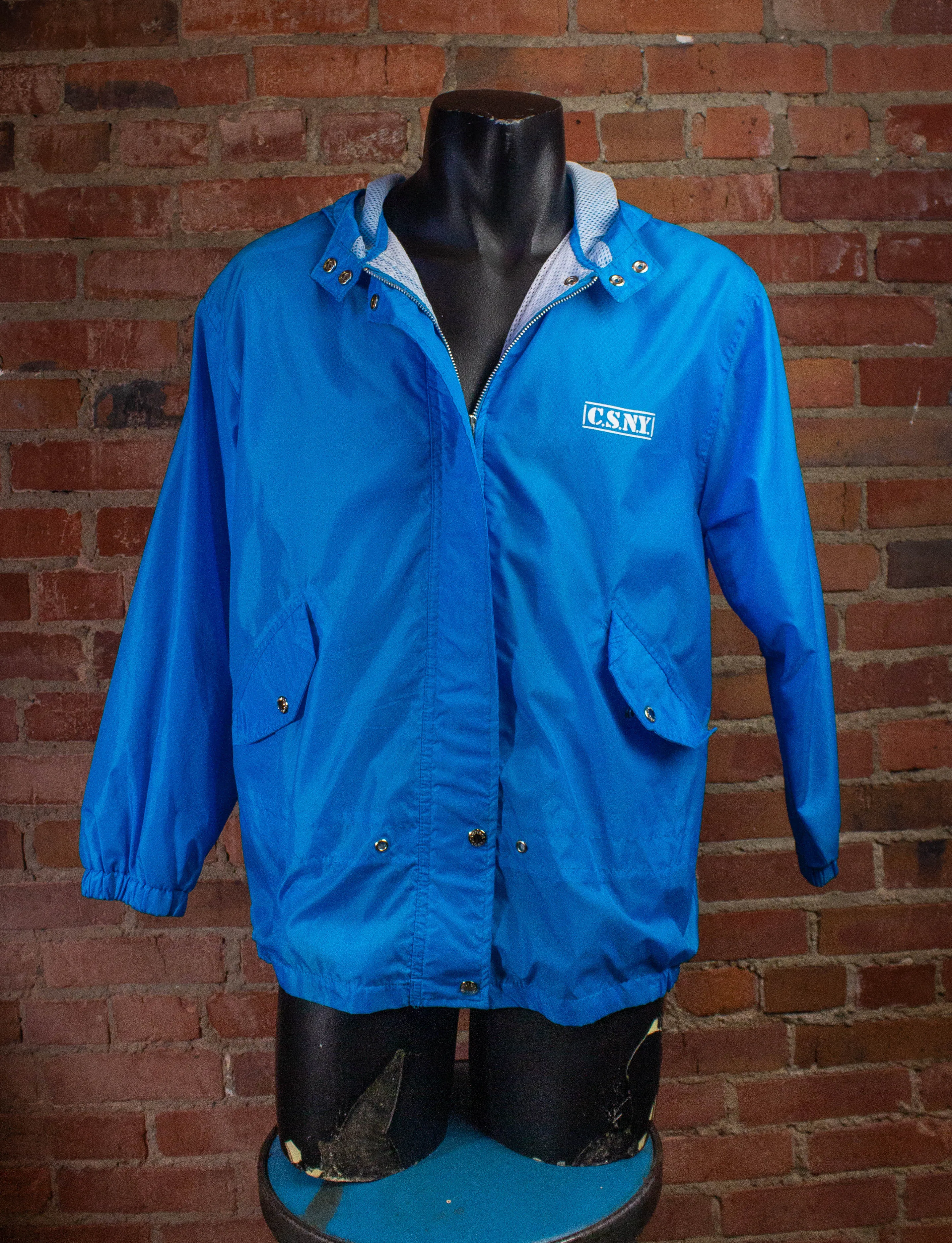 Vintage Crosby Stills Nash & Young World Tour Windbreaker Jacket 90s Blue Medium