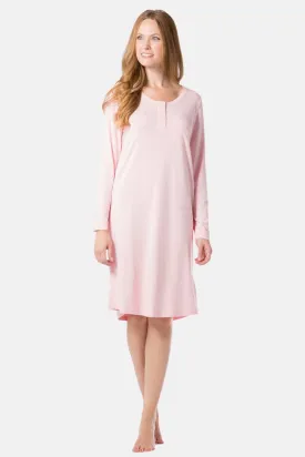 Women's Jersey Below Knee Henley Nightshirt