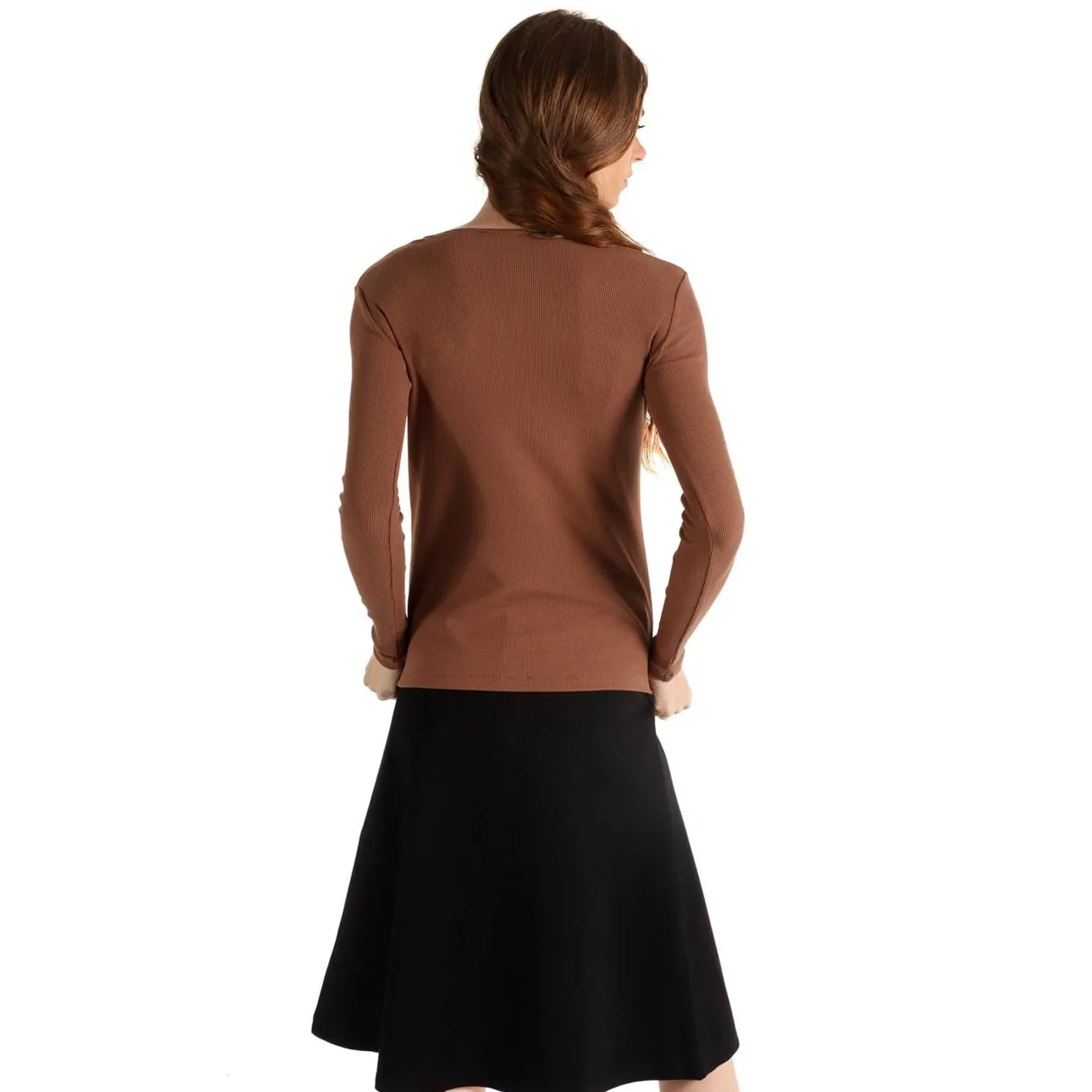 Women's Long Sleeve Ribbed Henley Top